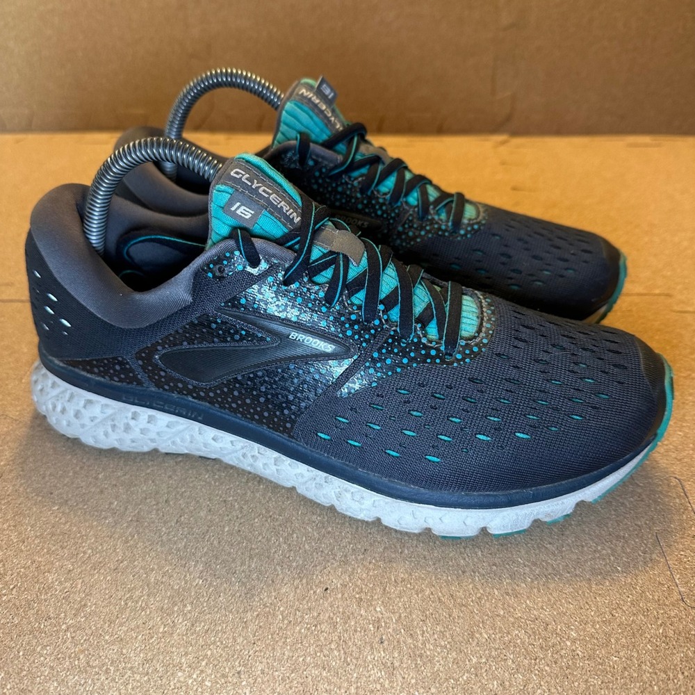 Brooks Glycerin 16 Womens Size 9.5 Running Shoes Navy Blue Mint 1202781B081